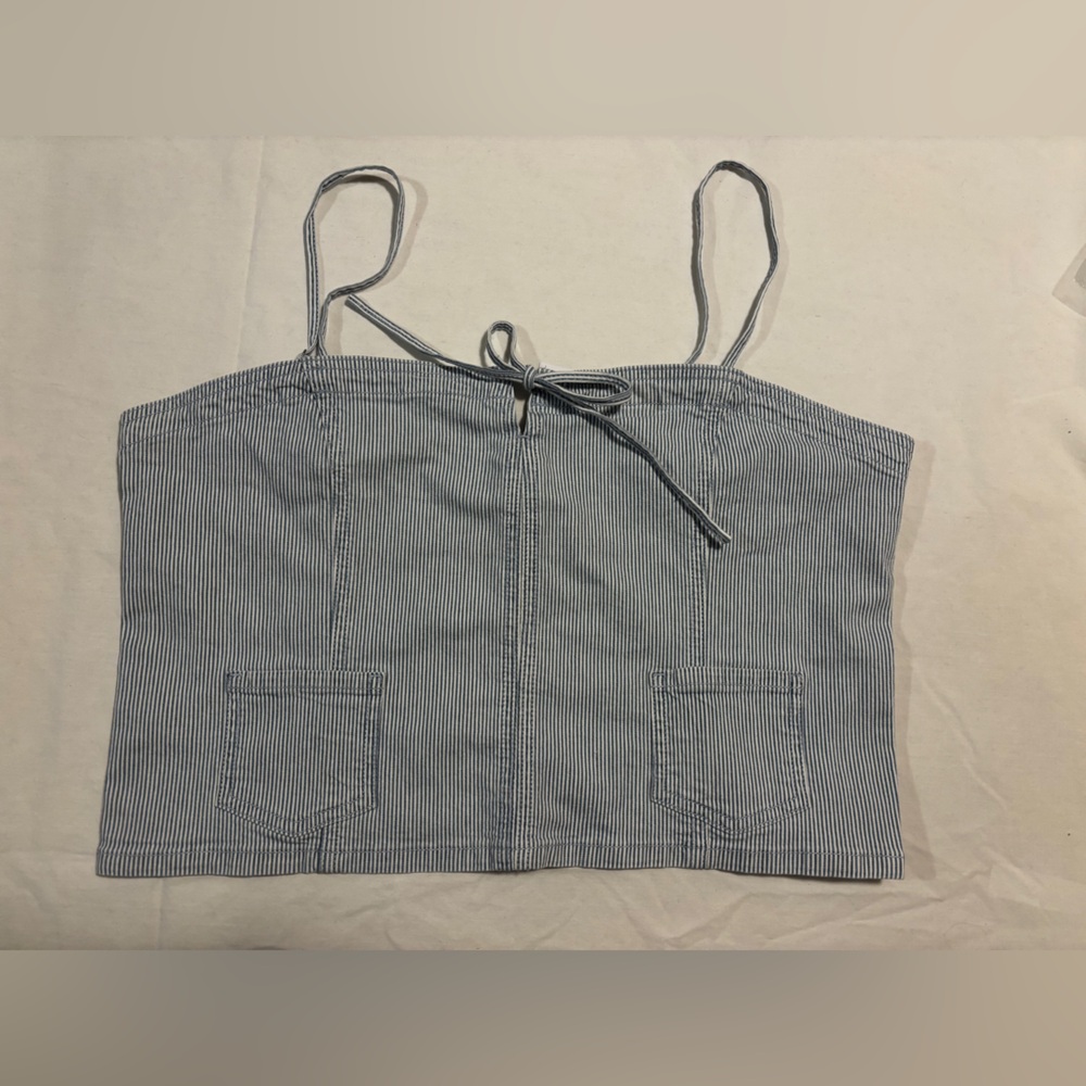 American Eagle Outfitters Blue Striped Crop Top